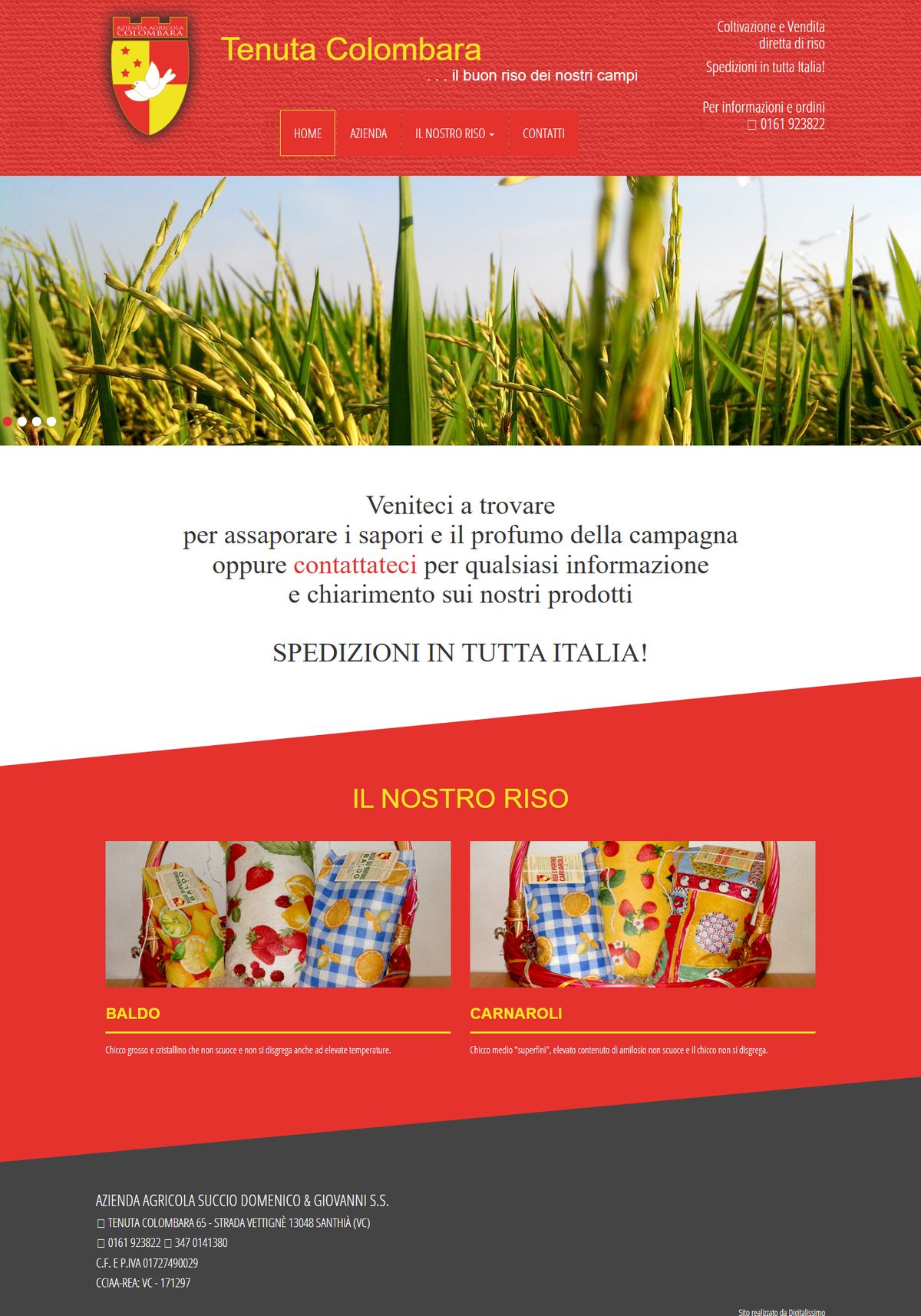 Home page del sito Tenuta Colombara