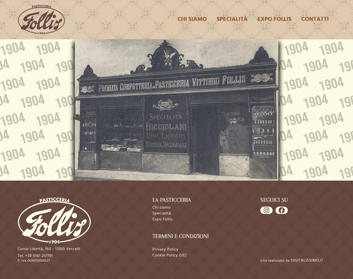 Home page del sito Pasticceria Follis