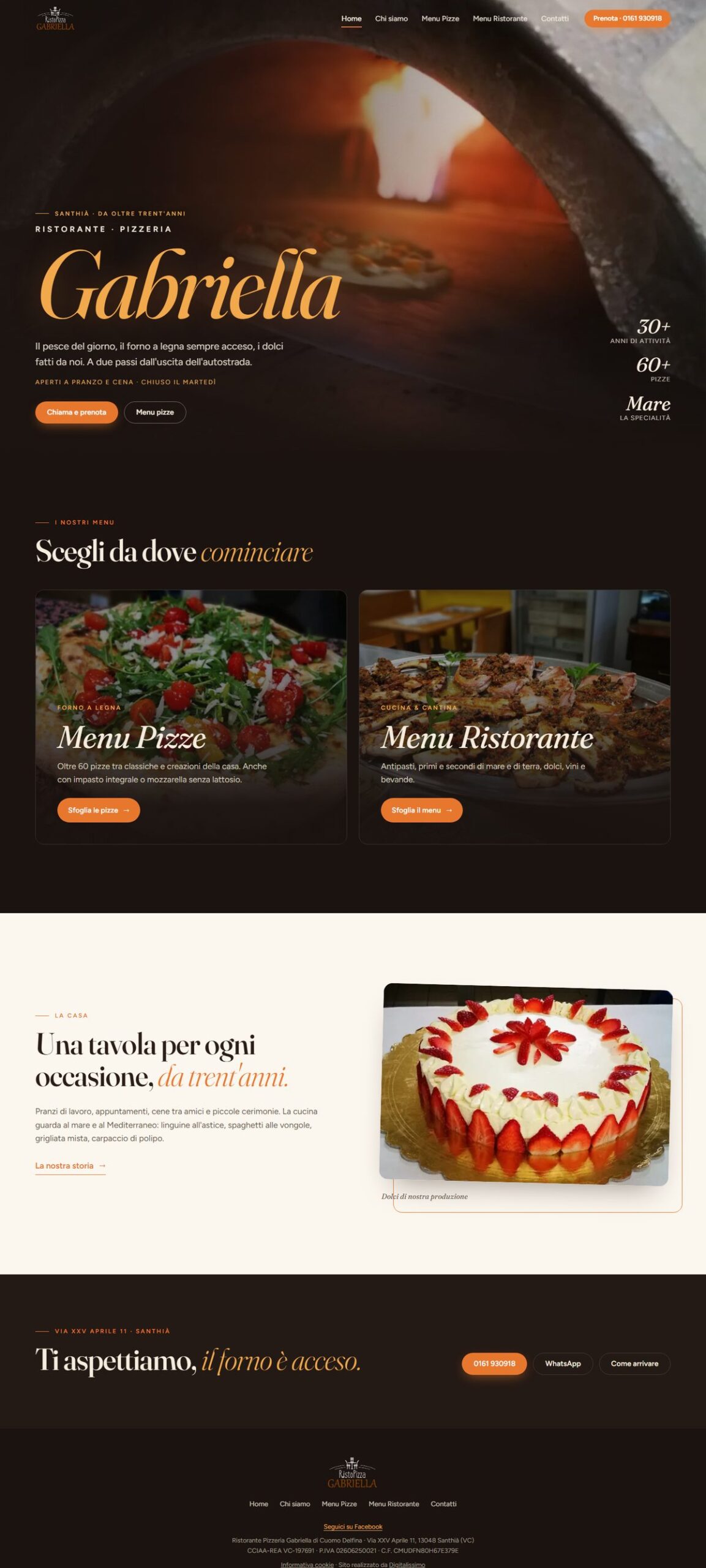 Home page del sito Ristorante Pizzeria Gabriella