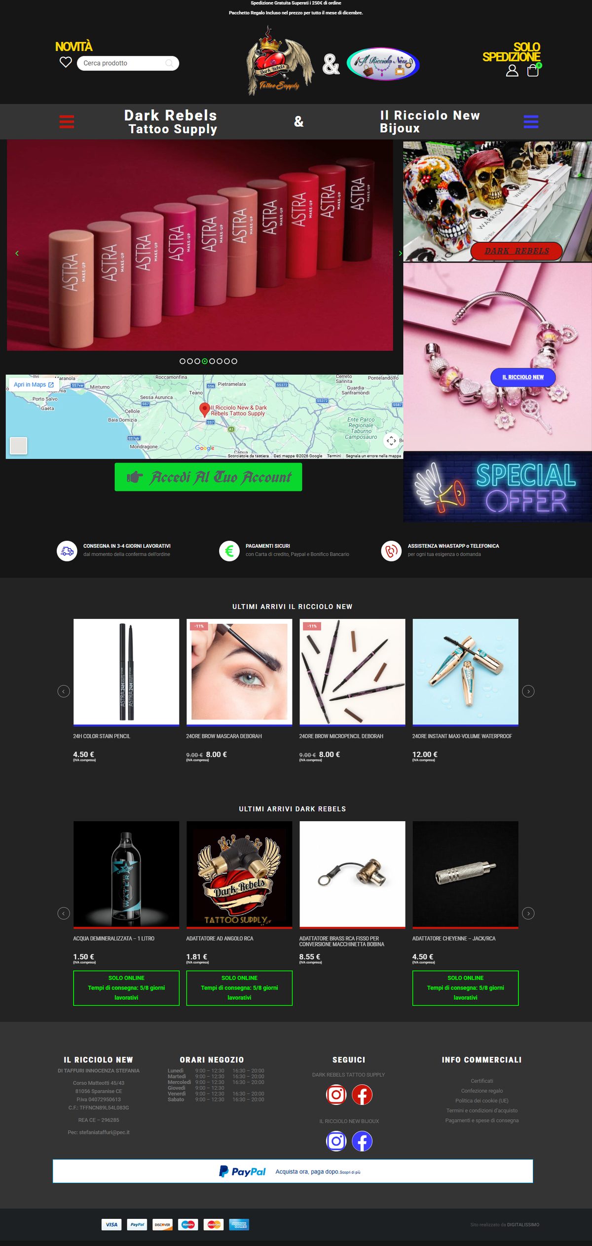 Home page del sito Il Ricciolo New & Dark Rebels