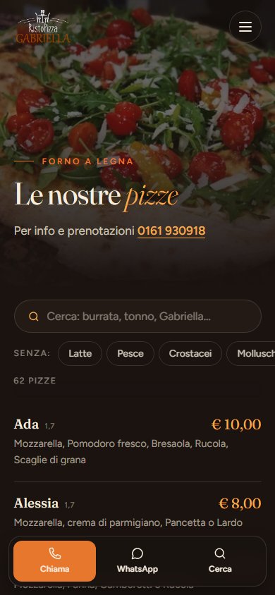 Menu pizze da smartphone