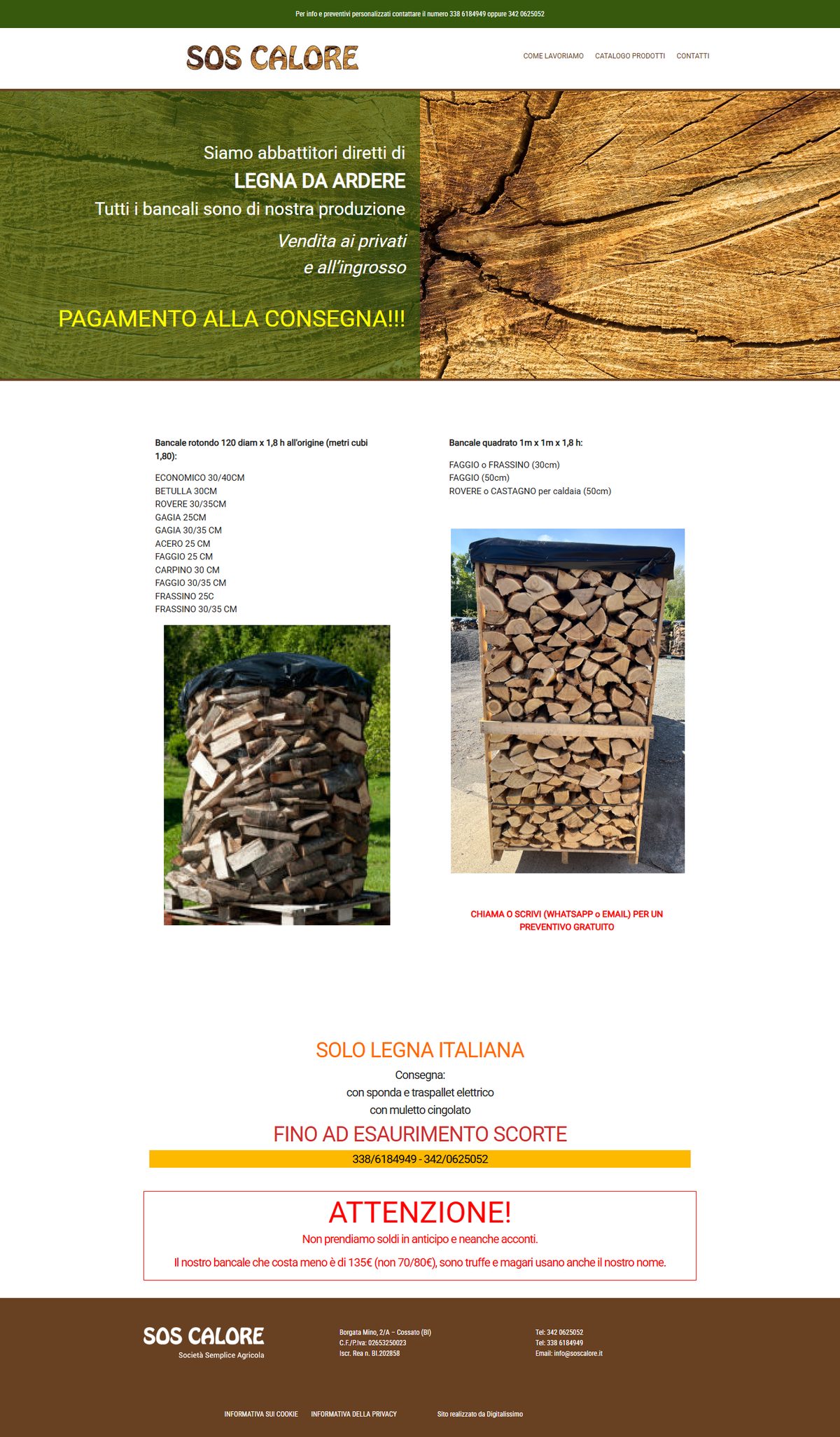 Home page del sito SOS Calore